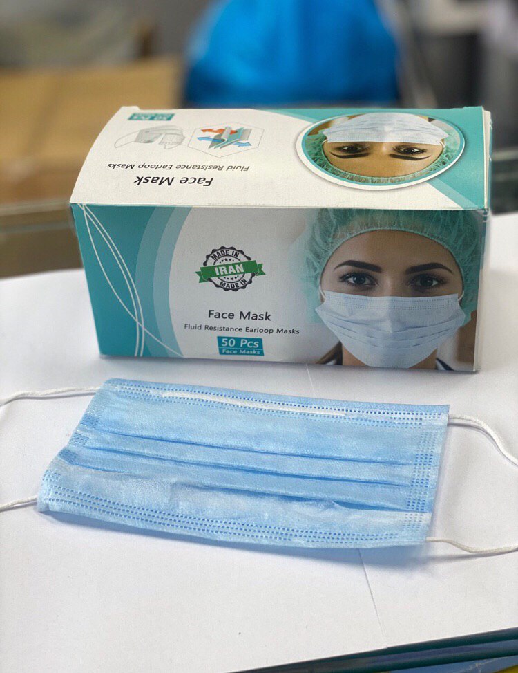 ماسك پزشكى سه لايه پرسى،چسبى درحال 