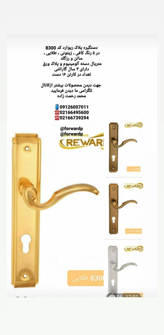 دستگیره پلاک ریوارد کد 8300در ۵ رن