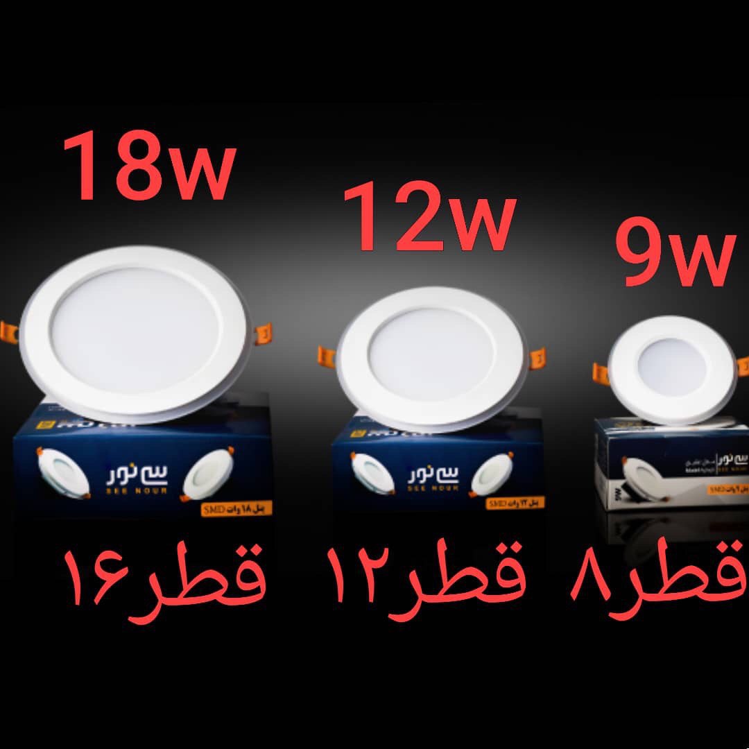 پنل هاى طرح شيشه ٩وات١٢وات١٨وات سى 