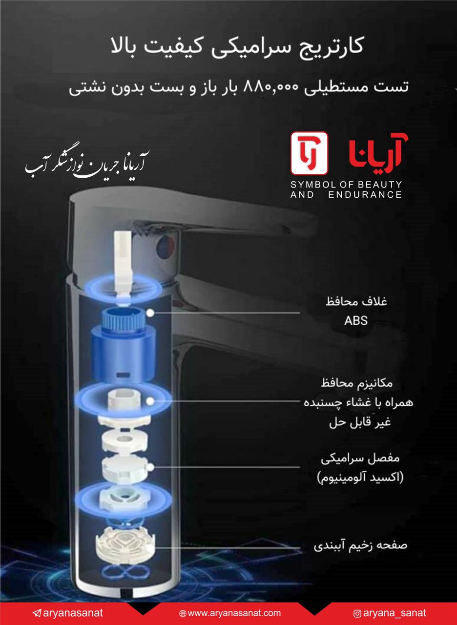 نمای باز کاتریج سرامیکی در داخل شیر