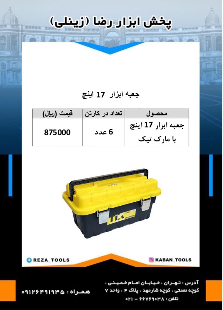جعبه ابزار تيك دارای ارگانایزر جداگ