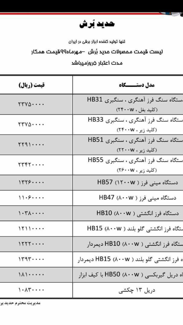 لیست قیمت جدید محصولات حدید برش د