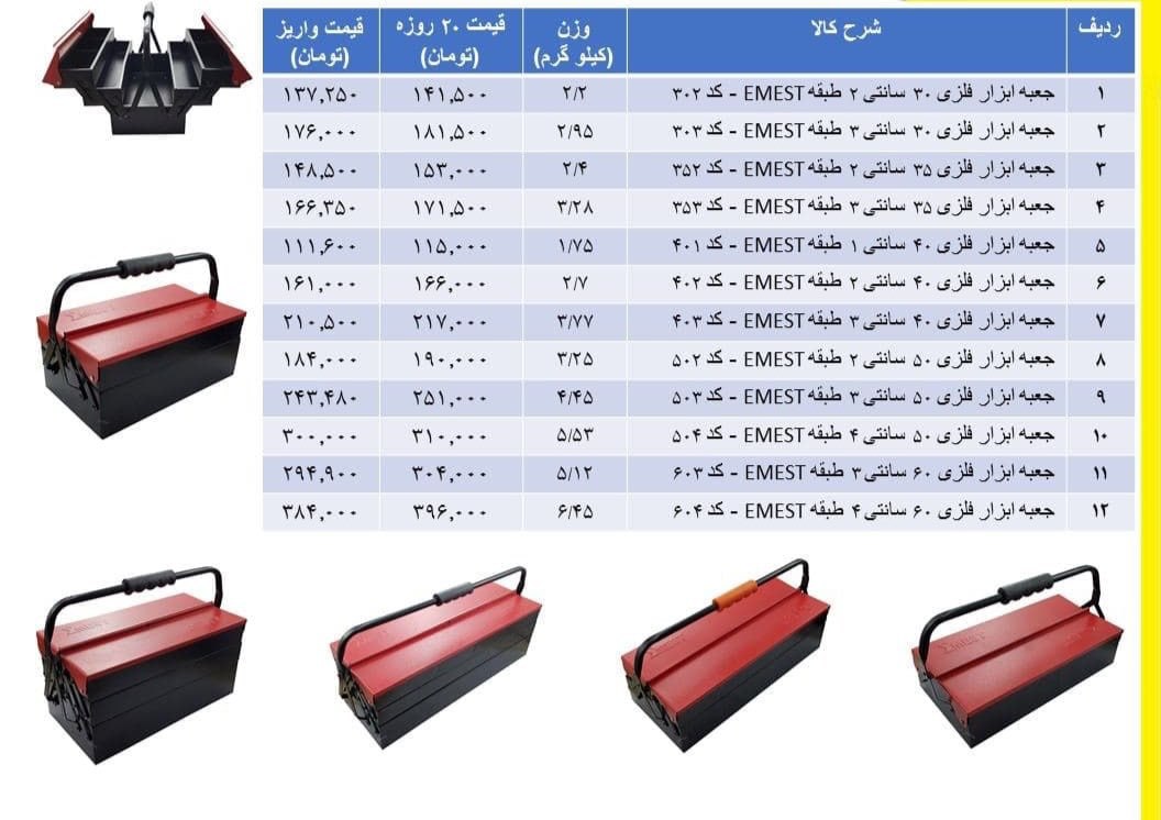 ️ لیست قیمت انواع جعبه ابزار فلزی ا