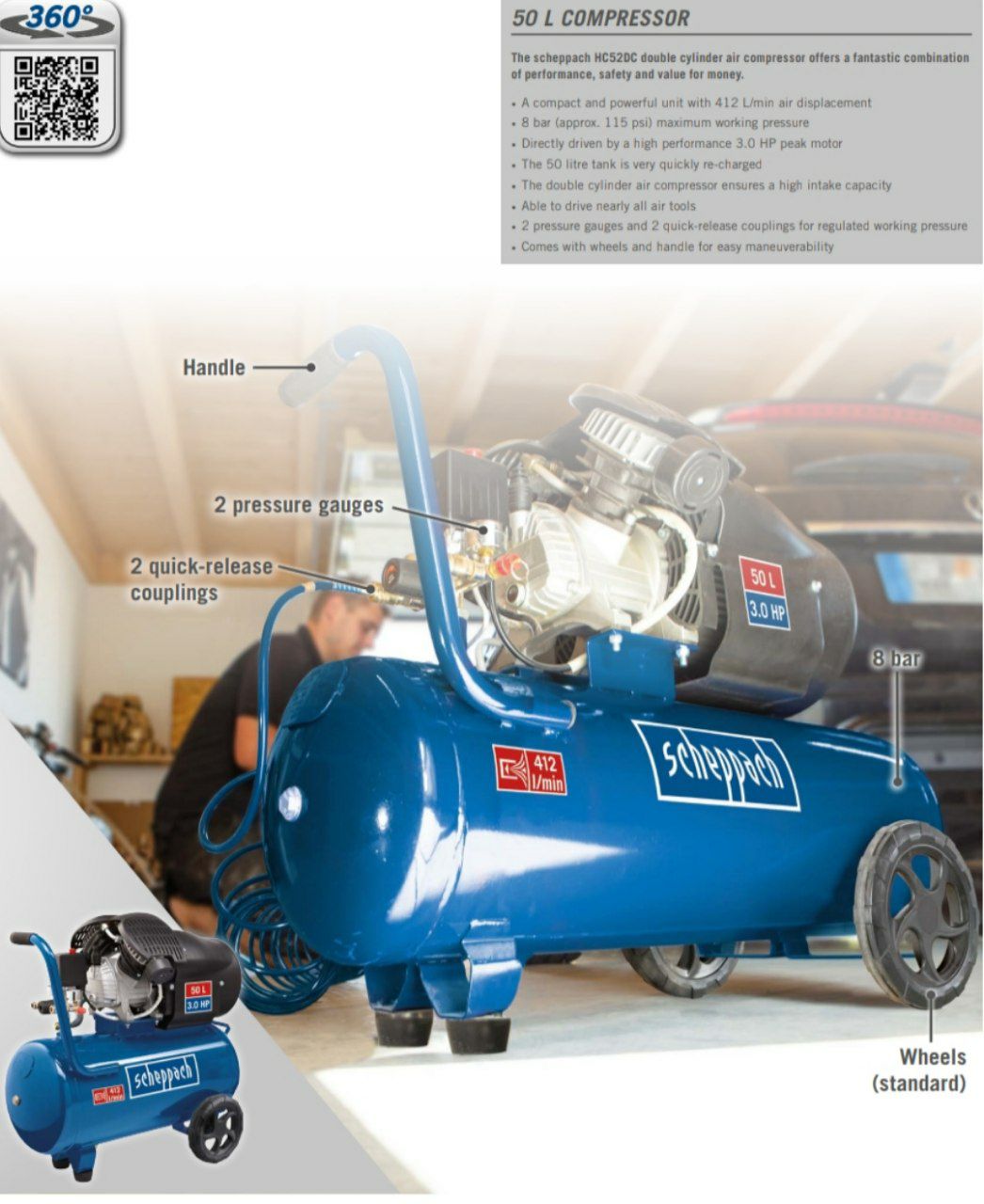 کمپرسورباد 50 لیتر شپخ