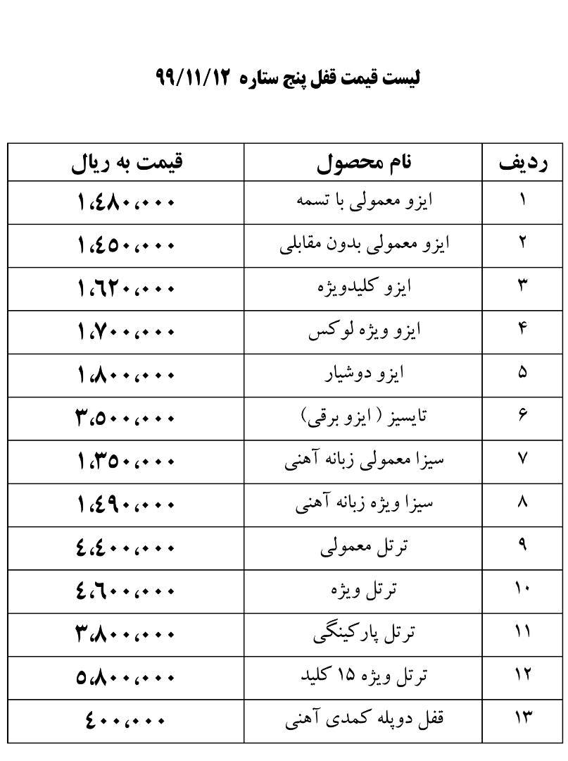 لیست قیمت جدید ۵ ستاره قیمت ️مر