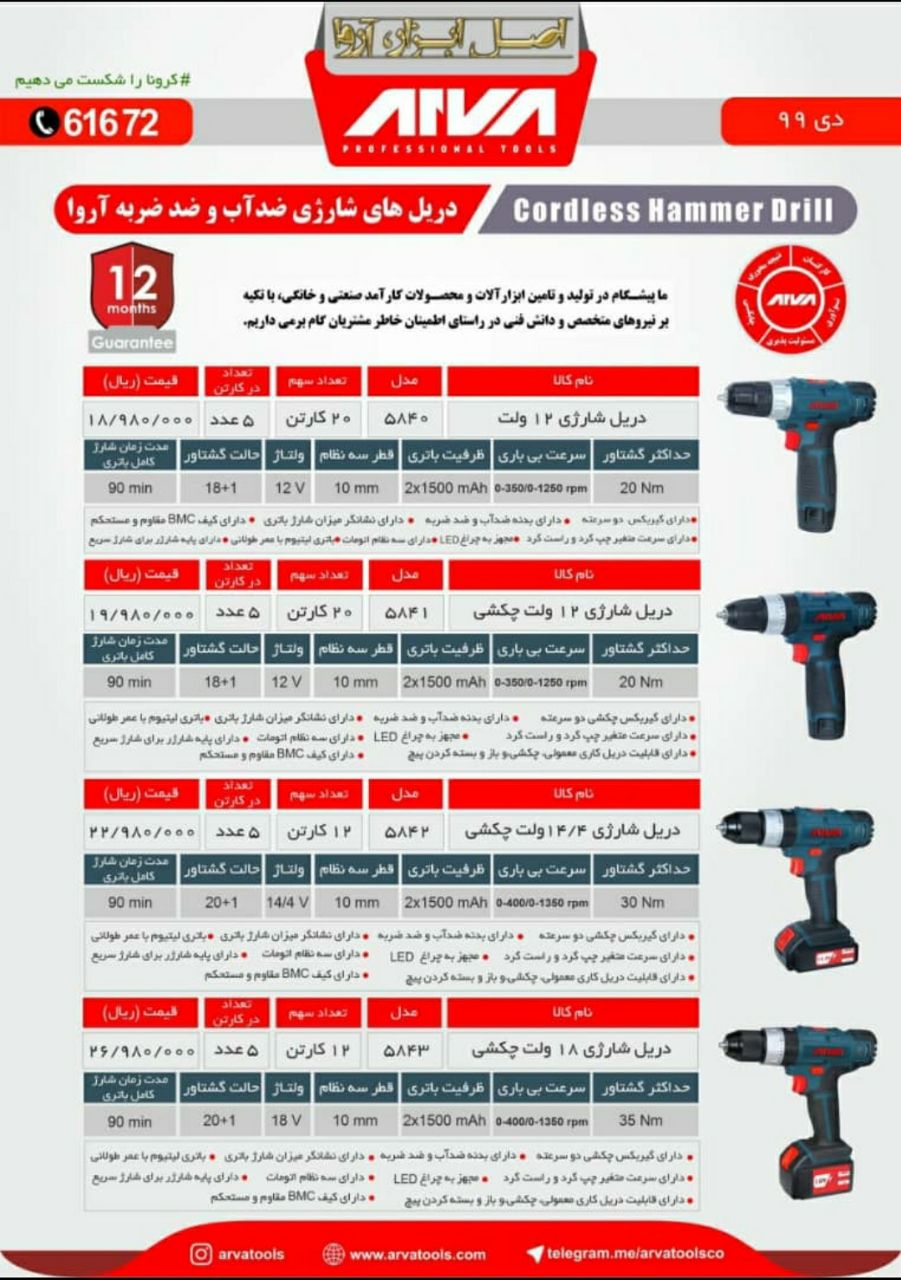دریل شارژی ضد آب و ضد ضربه مارک آر