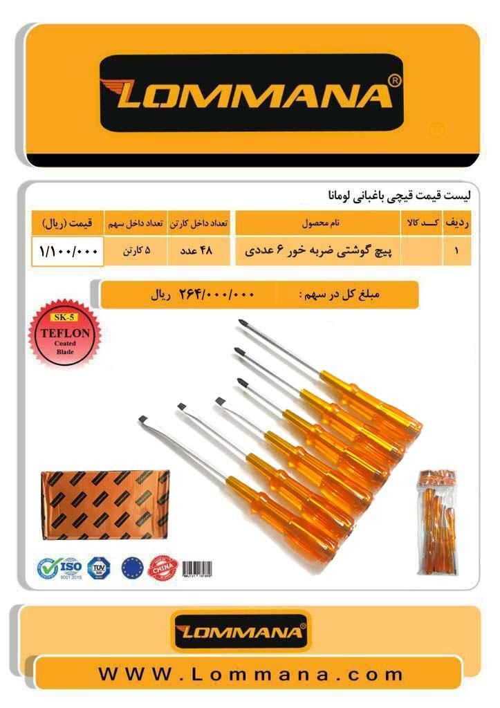 پیچ گوشتی ۶عددی ضربه خورمحصولی جد