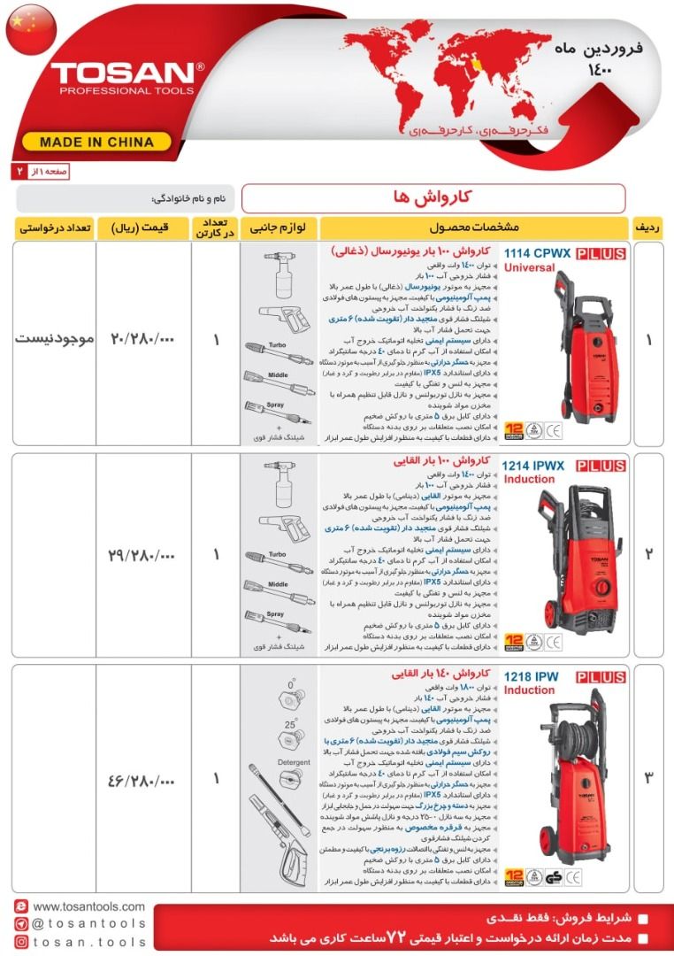 ابزار 118 محصولات توسن *شرایط عا