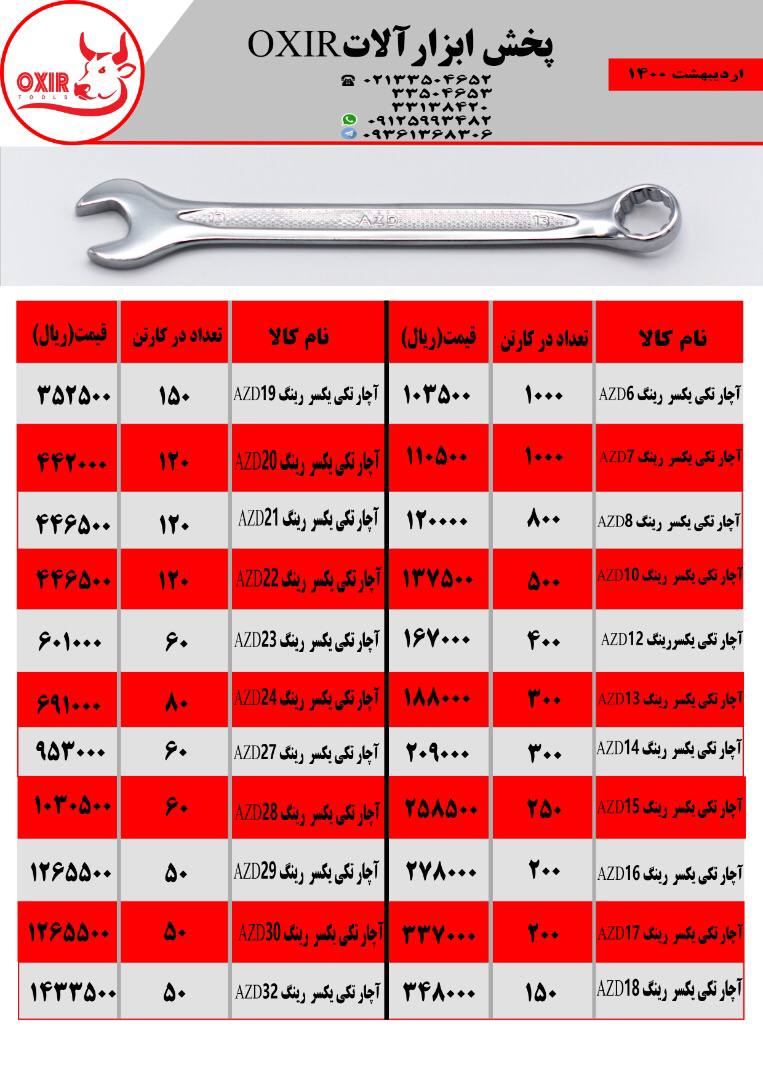 آچار يك سر رينگ AZDOxir پخش ابزار