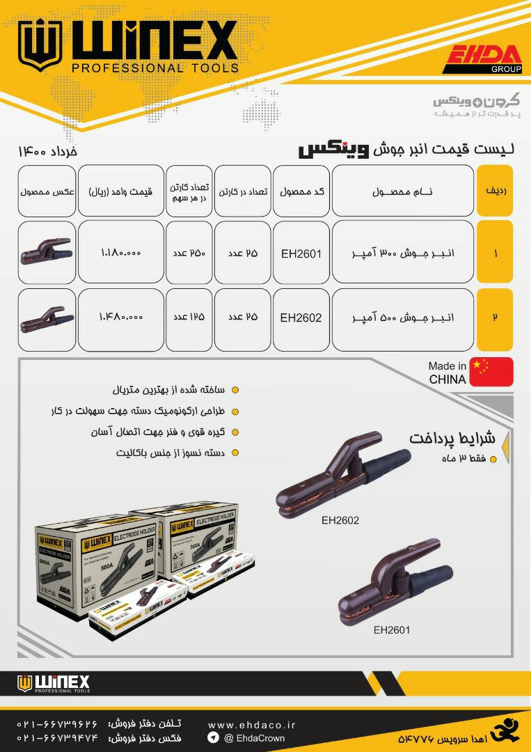 لیست انبرجوش وینکس جهت اطلاع از قی