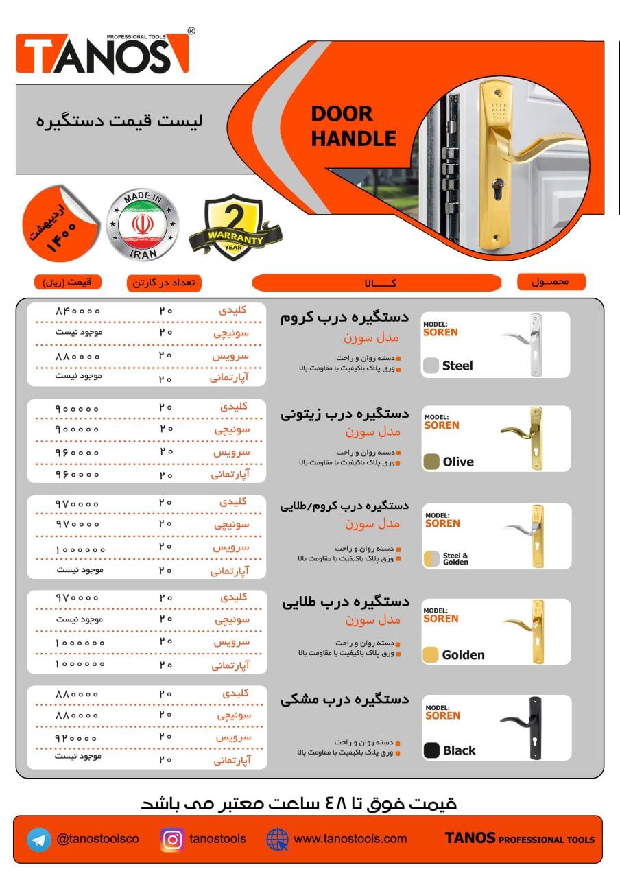دستگیره تانوس سفارش از طریق واتس