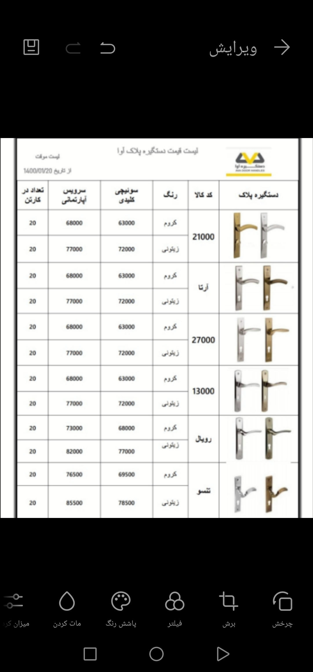دستگیره پلاک آوا