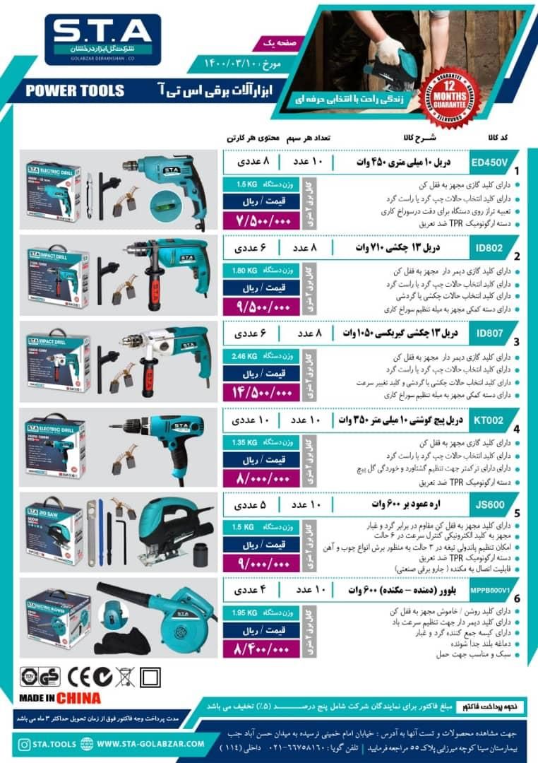 ابزار 118 محصولات برقی STA رسید 