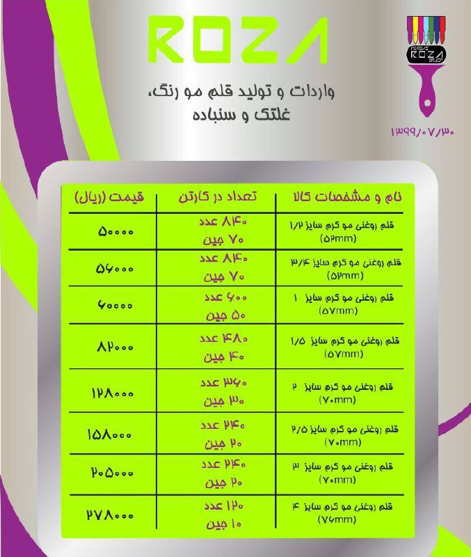  قلم رنگ روغنی مو کروم درجه ۱ سای