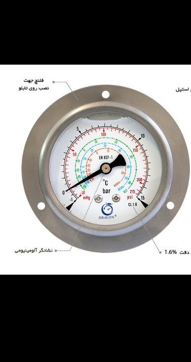 گيج صفحه ٦ سانت روغني از پشت