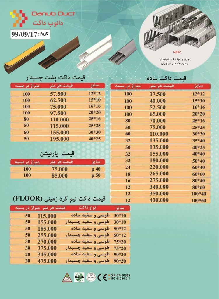 لیست قیمت داکت دانوب درصد تخفیف ۱