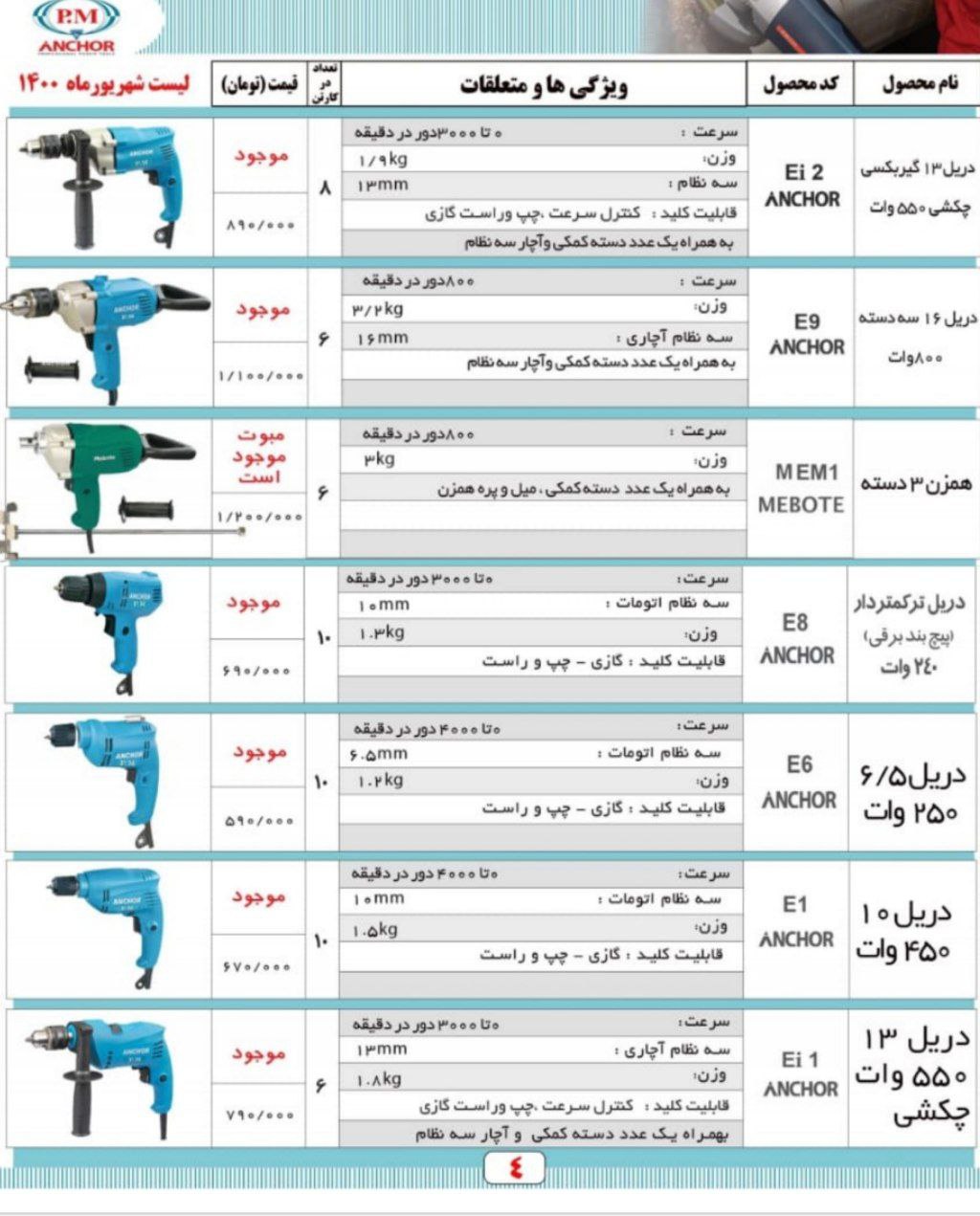 ابزار خوزستان اسعدی #لیست_قیمت_د