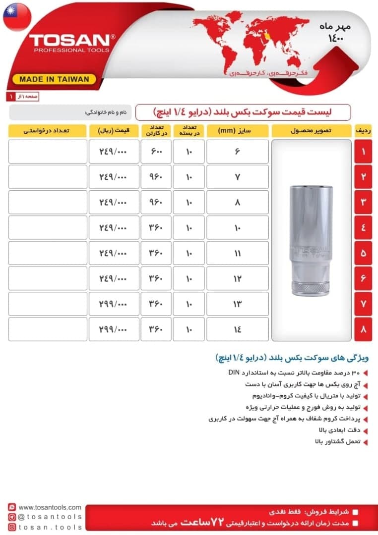 سوکت بکس بلند توسن