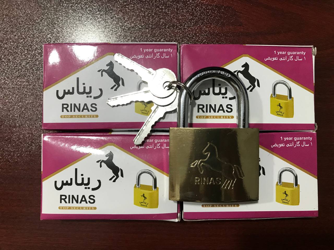 قفل آویز ریناس️طرح برنجی️کیفیت