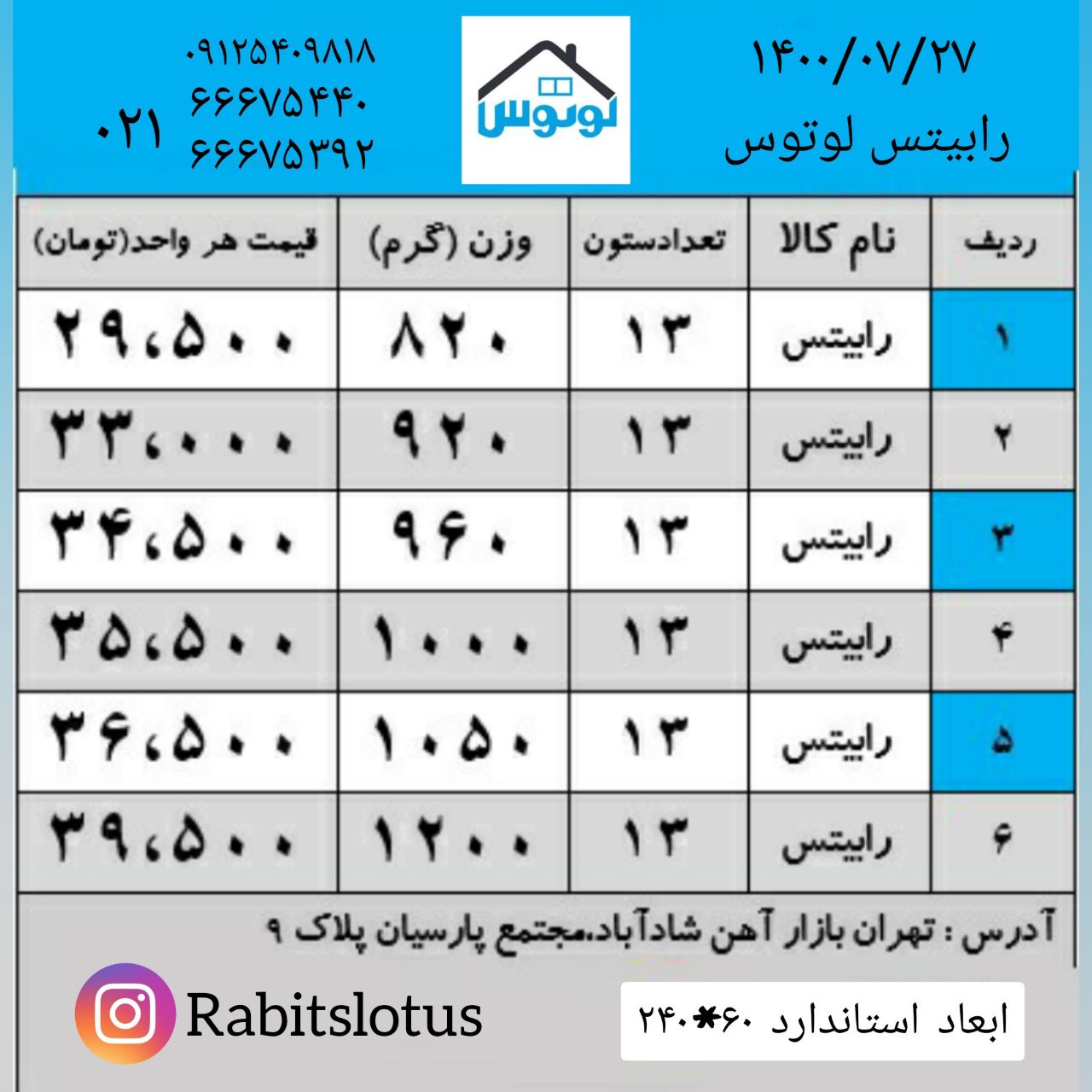 رابيتس لوتوس توليد كننده انواع را