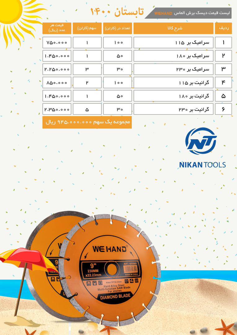 فروش ويژه ديسك برش الماس WEHAND 