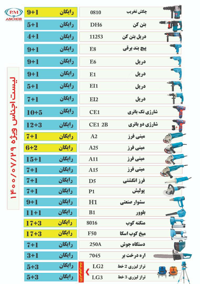لیست تخفیف ویژه پی ام انکور