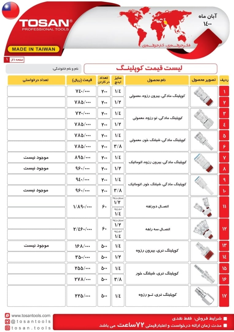 کوپلینگ ساخت تایوان برای اطلاع از