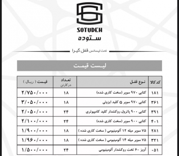خرید عمده قفل ستوده ابزارعمده