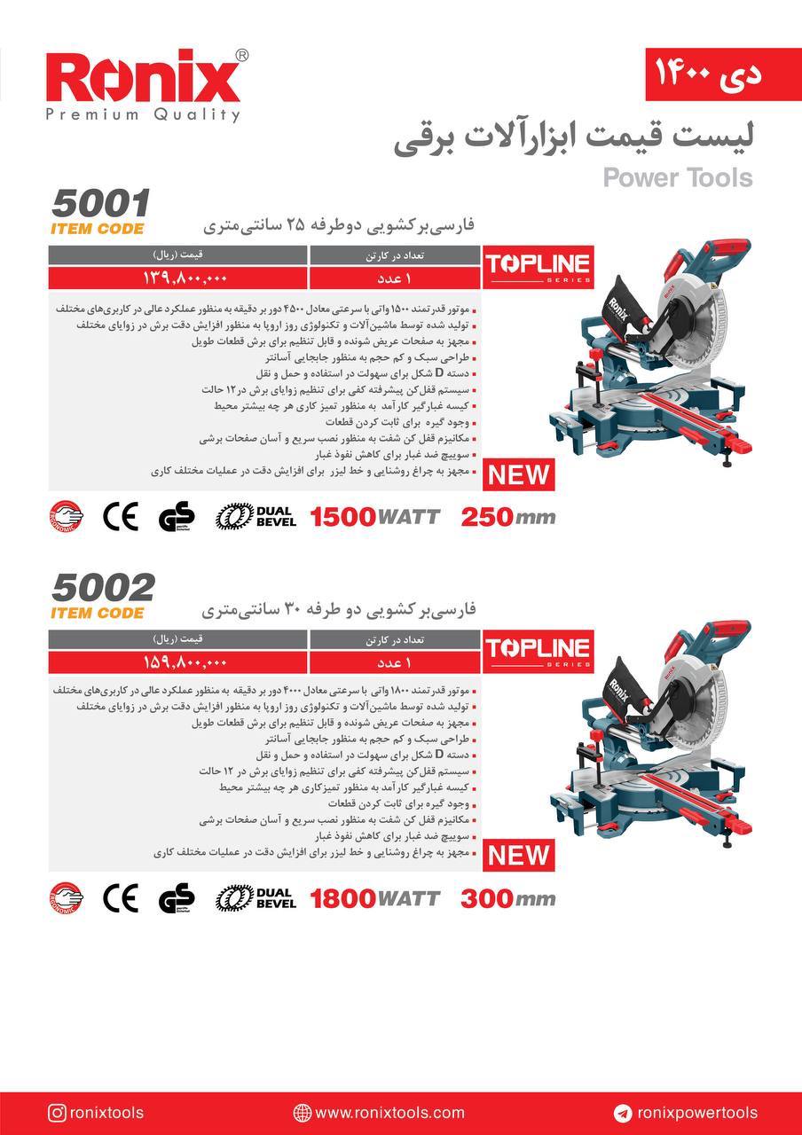 لیست قیمت فارسی بر جدید رونیکس