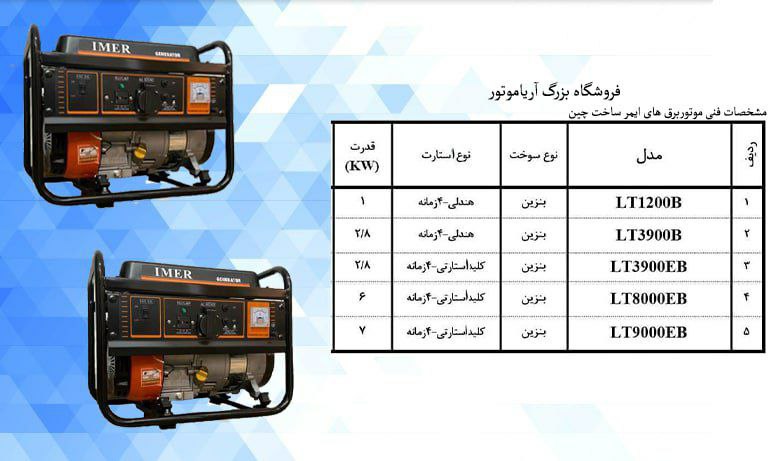 موتور برق های هندلی و کلید استارتی