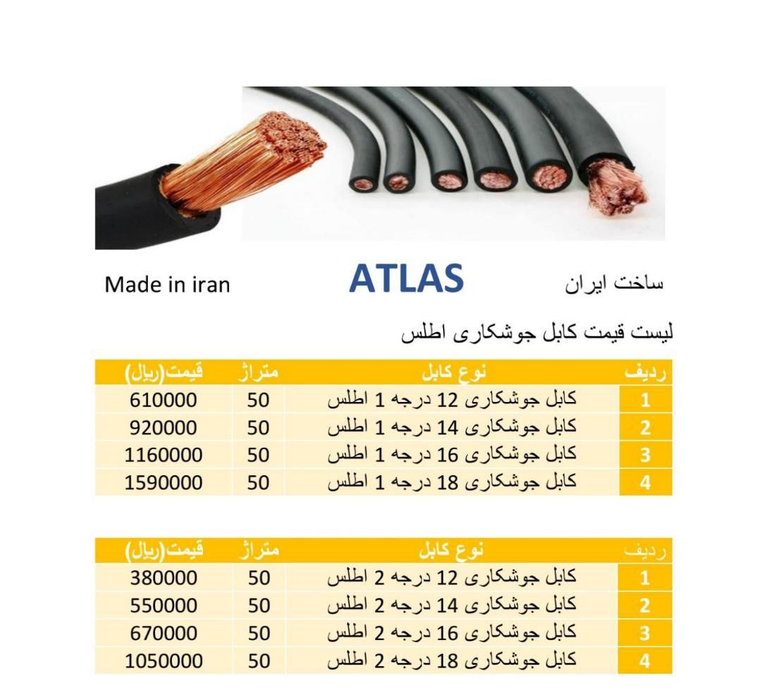 لیست قیمت کابل اطلسدرصد نقدی عالی 