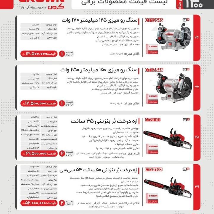 لیست قیمت محصولات کرونتخفیف عالی 