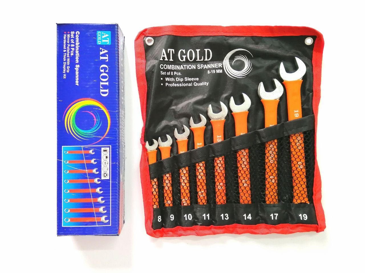 آچار یکسر 8عددی روکشدار AT GOLDجن
