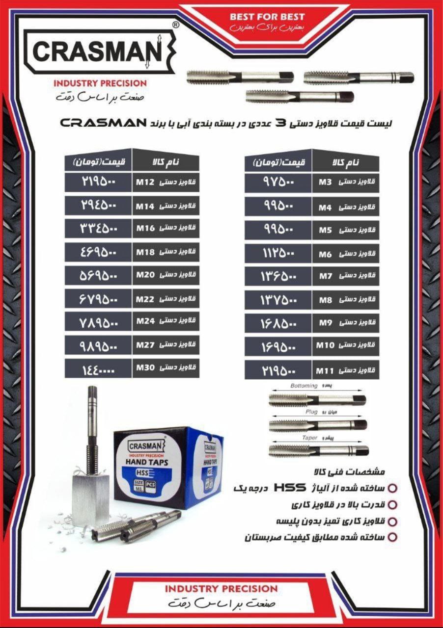 لیست قیمت و تنوع قلاویز دستی کراسمن