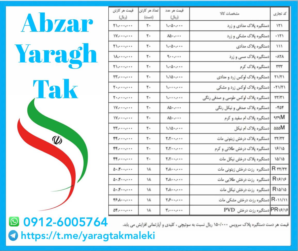 لیست قیمت دستگیره پلاک درب چوبی دلت