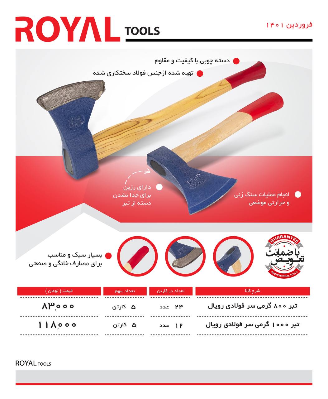  پخش تبر سر فولادی رویال️ باضمانت 
