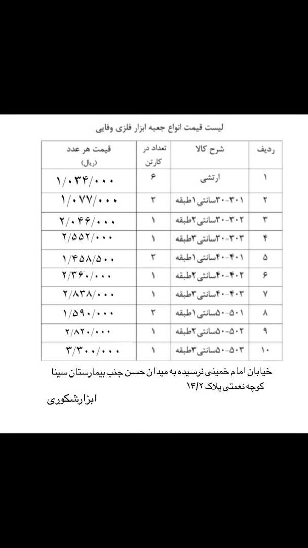 جعبه ابزار فلزیوفاییقیمت .......