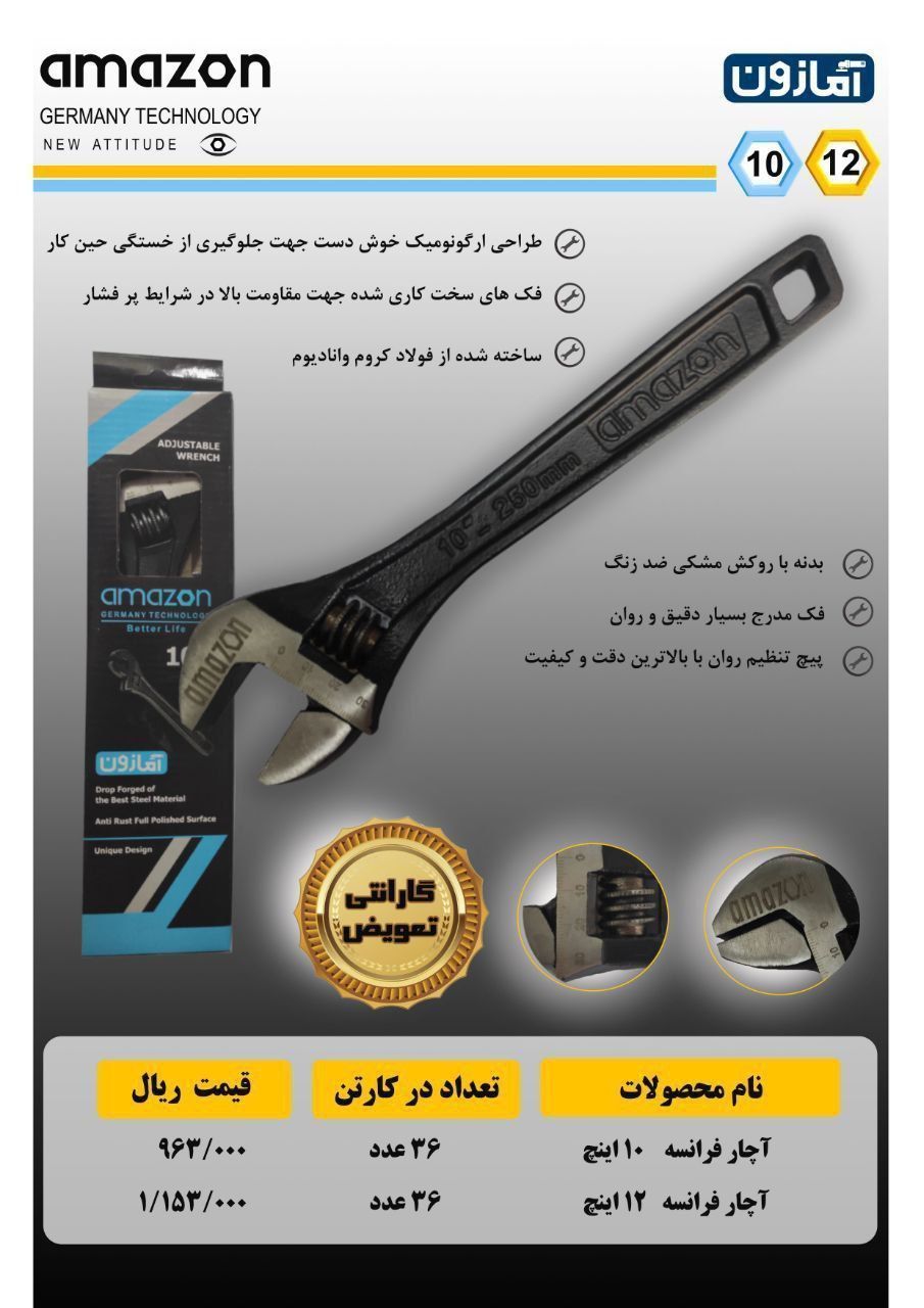  محصول جدید آچار فرانسه مشکی آما