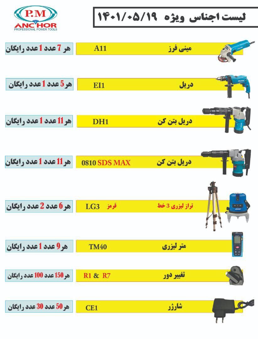  فروشگاه ابزار حرفه‌ای لیست فرو