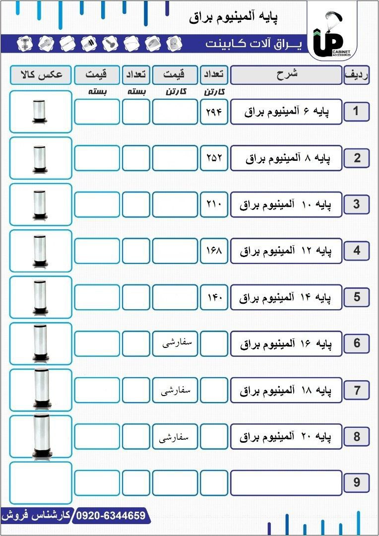 انواع پایه کابینتپایه آلومینیومی 