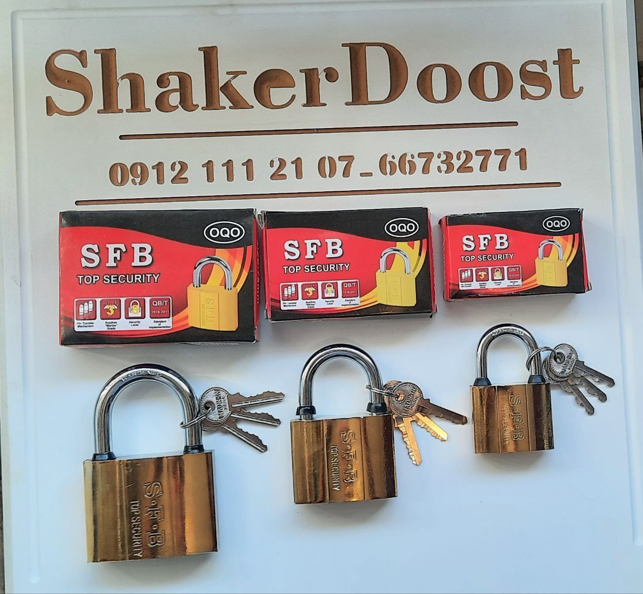 قفل آویزSFBطرح برنج واشردار آویز۵۰