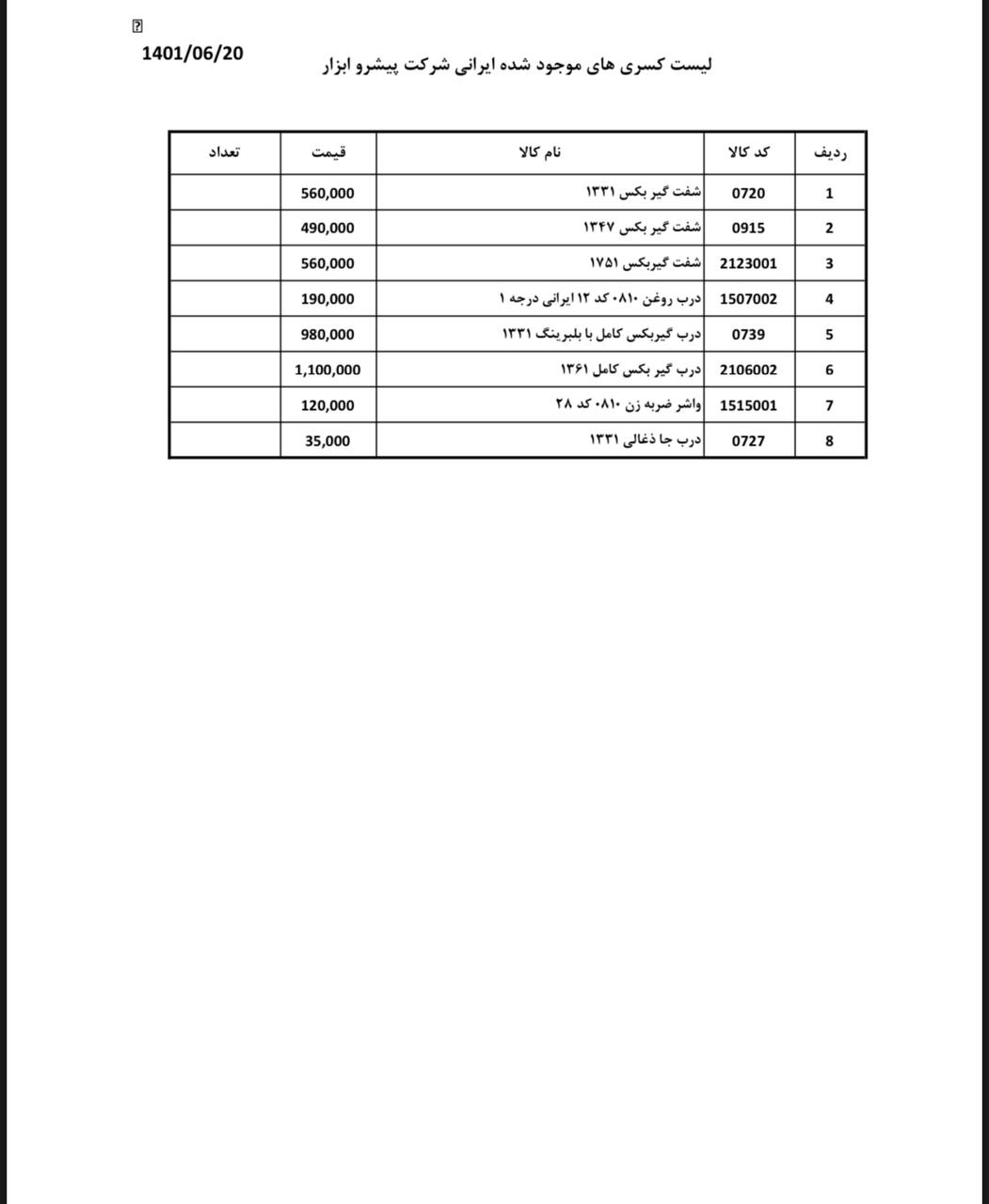 ارميچر بالشتك‎ جهت اطلاع از قيمت، 