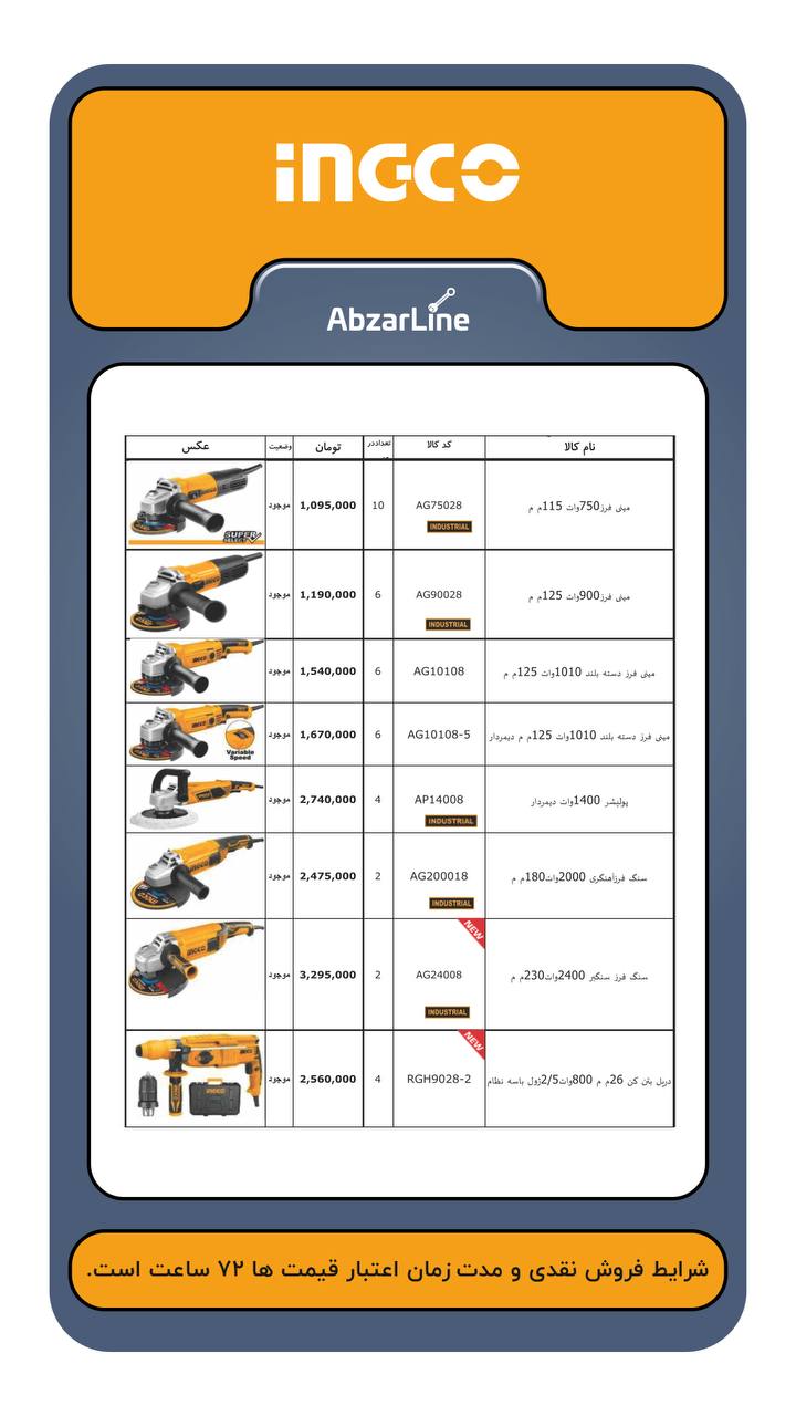 لیست قیمت اینکو مهر ماه 1401امکان