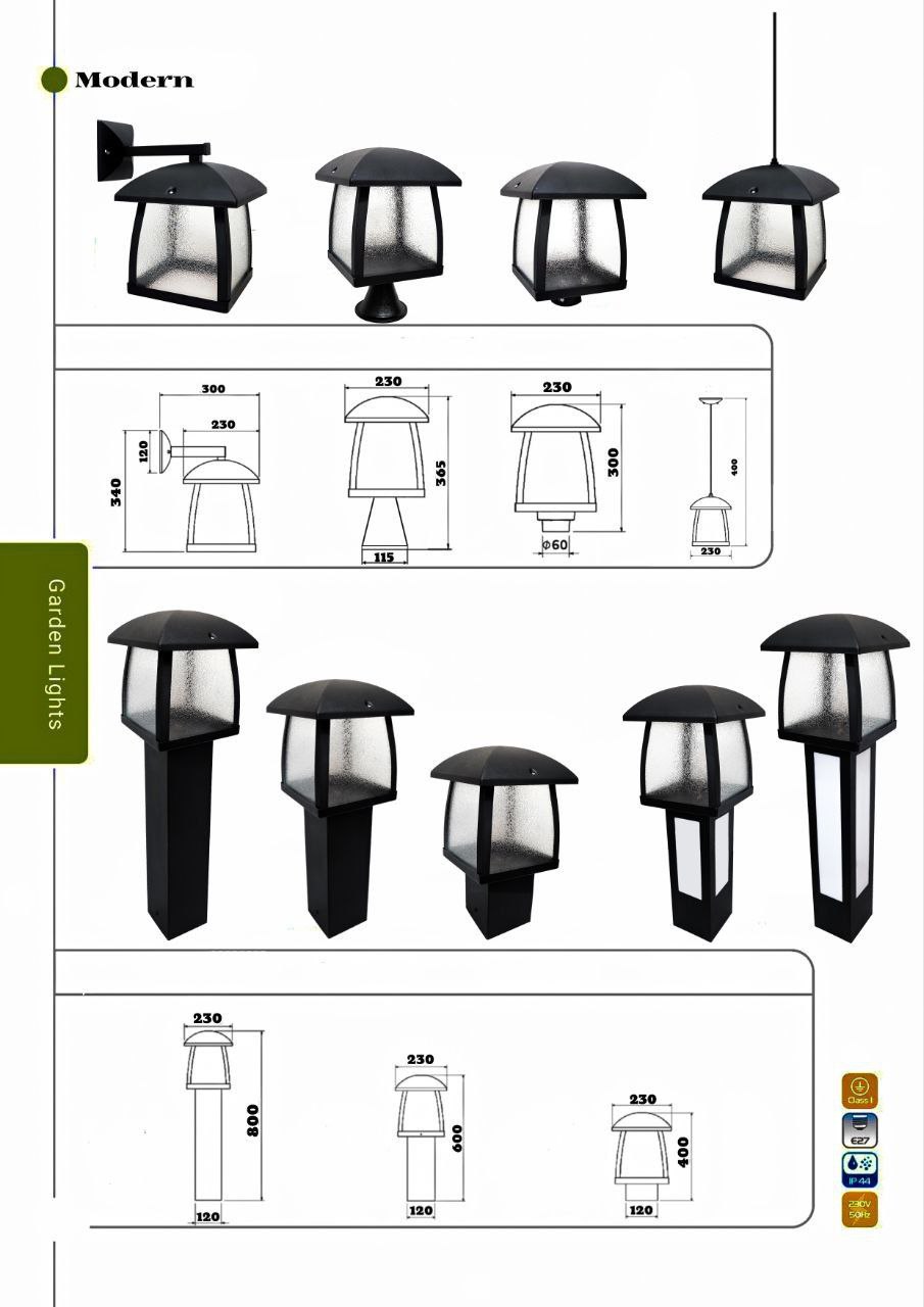 چراغ حیاطی فلزی مدرنشیشه 4 میلسیم