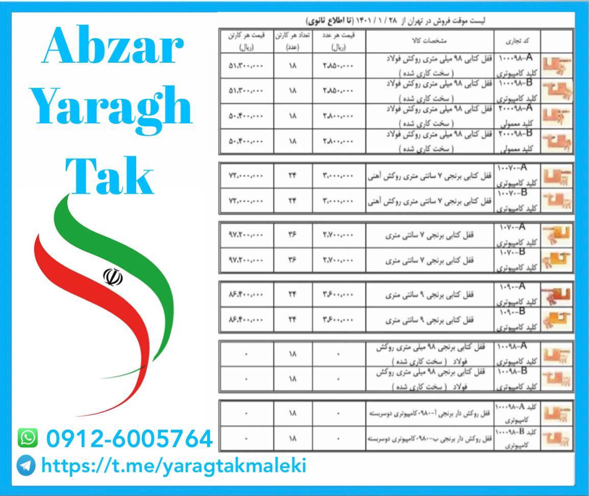 لیست قیمت قفل های کتابی دلتا ️️️ 