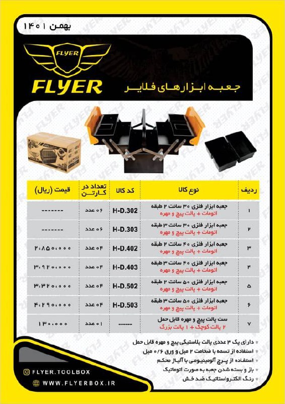جعبه ابزار اتومات فلزی فلایر دارای 