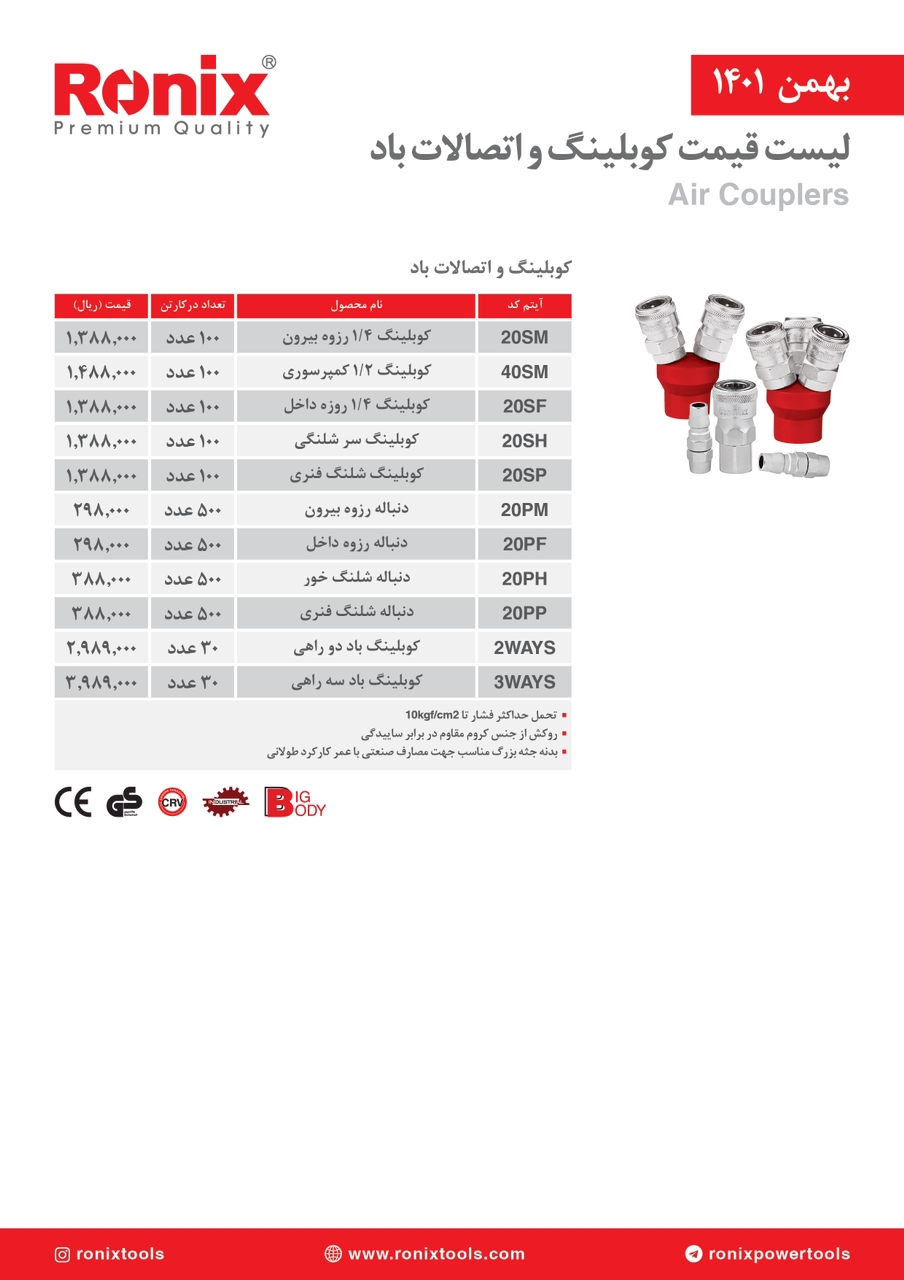 لیست قیمت بهمن ماه ۱۴۰۱ رونیکس