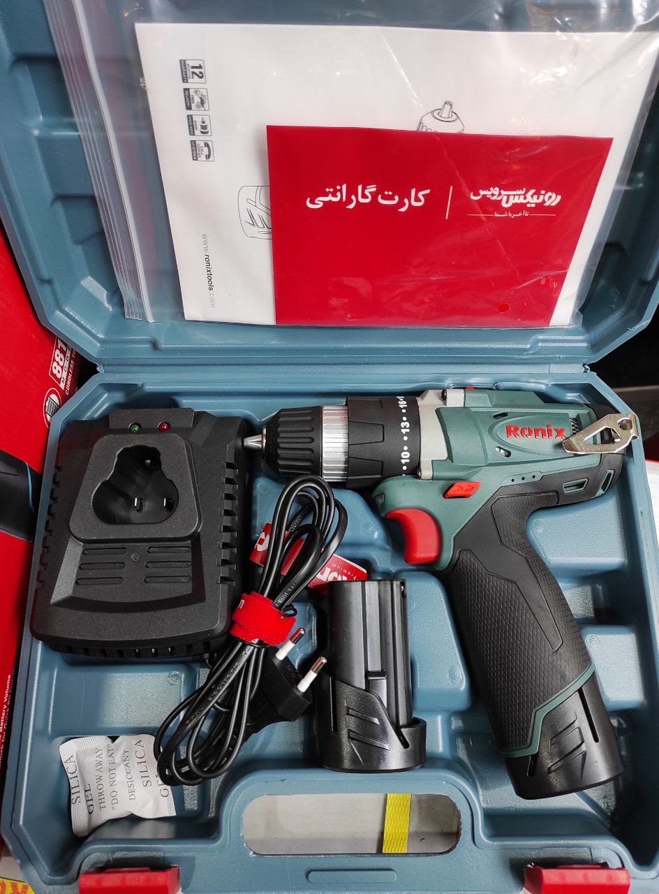 دریل شارژی ۱۲ ولت دو باطری رونیکسگ