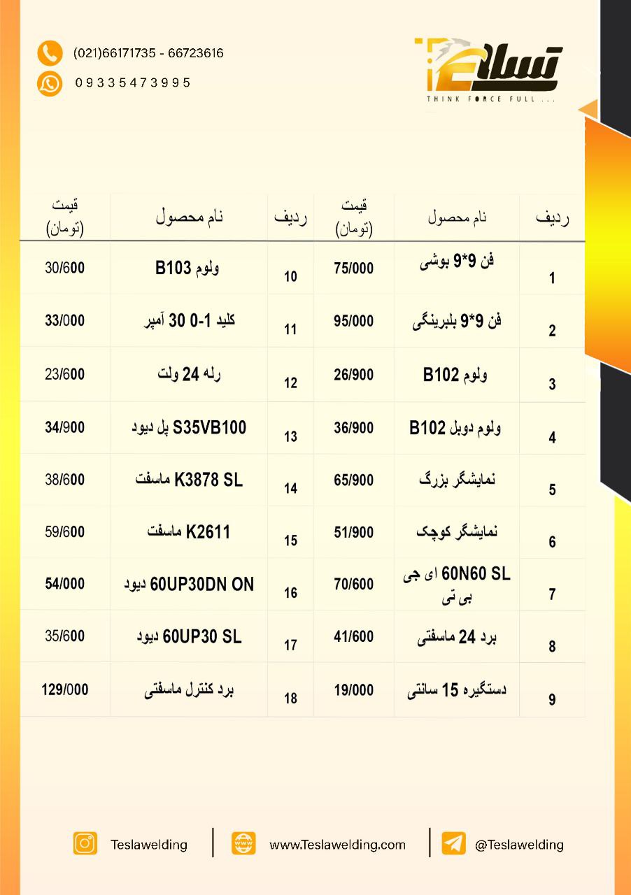 فروش ویژه قطعات شرکت تسلا با قیمت ق