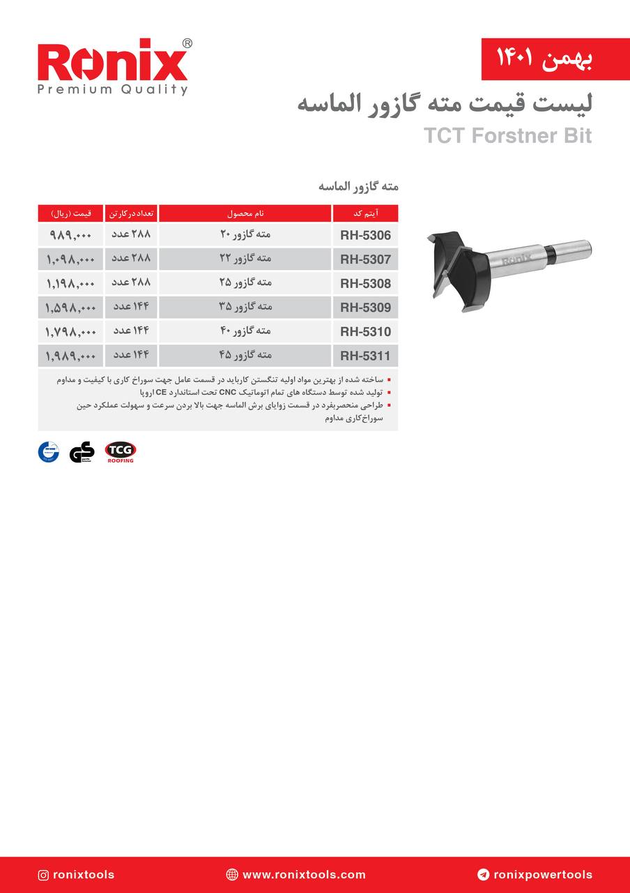 لیست قیمت بهمن ماه ۱۴۰۱ رونیکس